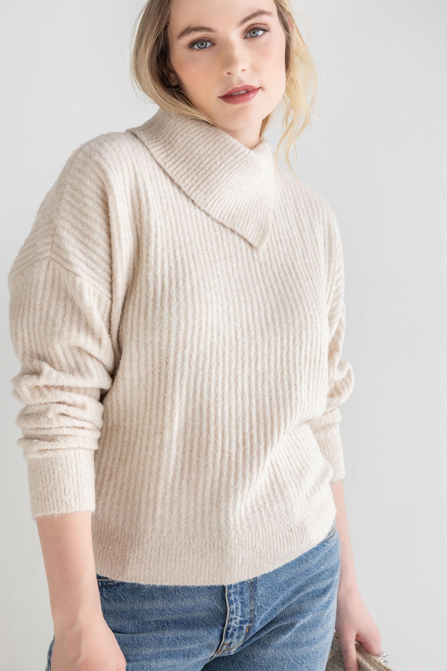 Easy Split Collar Sweater Womens Sweater Salt C5