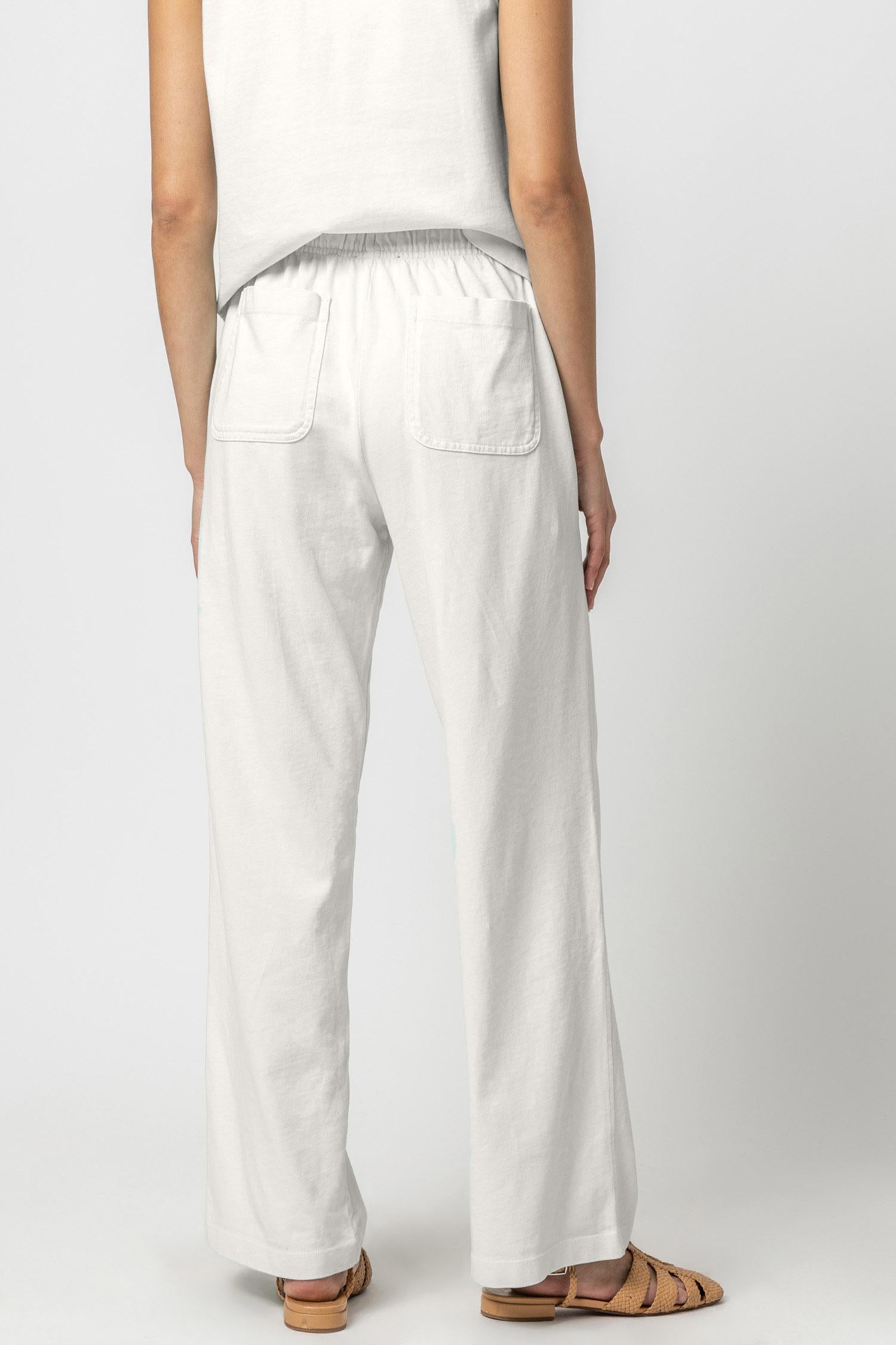 Drawstring Waist Pant Womens Pant White A2