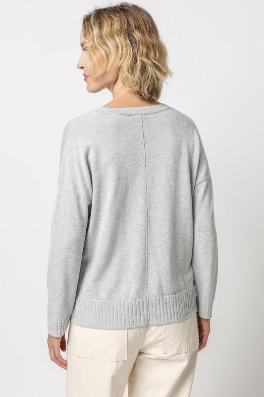 Easy Front Seam V-Neck Sweater Womens Sweater Ash A2