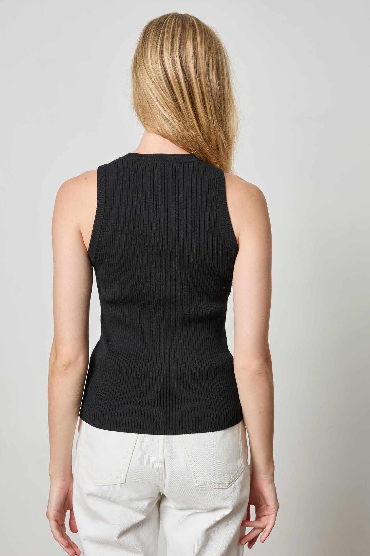 Perfect Rib Tank Sweater Womens Sweater Black A2