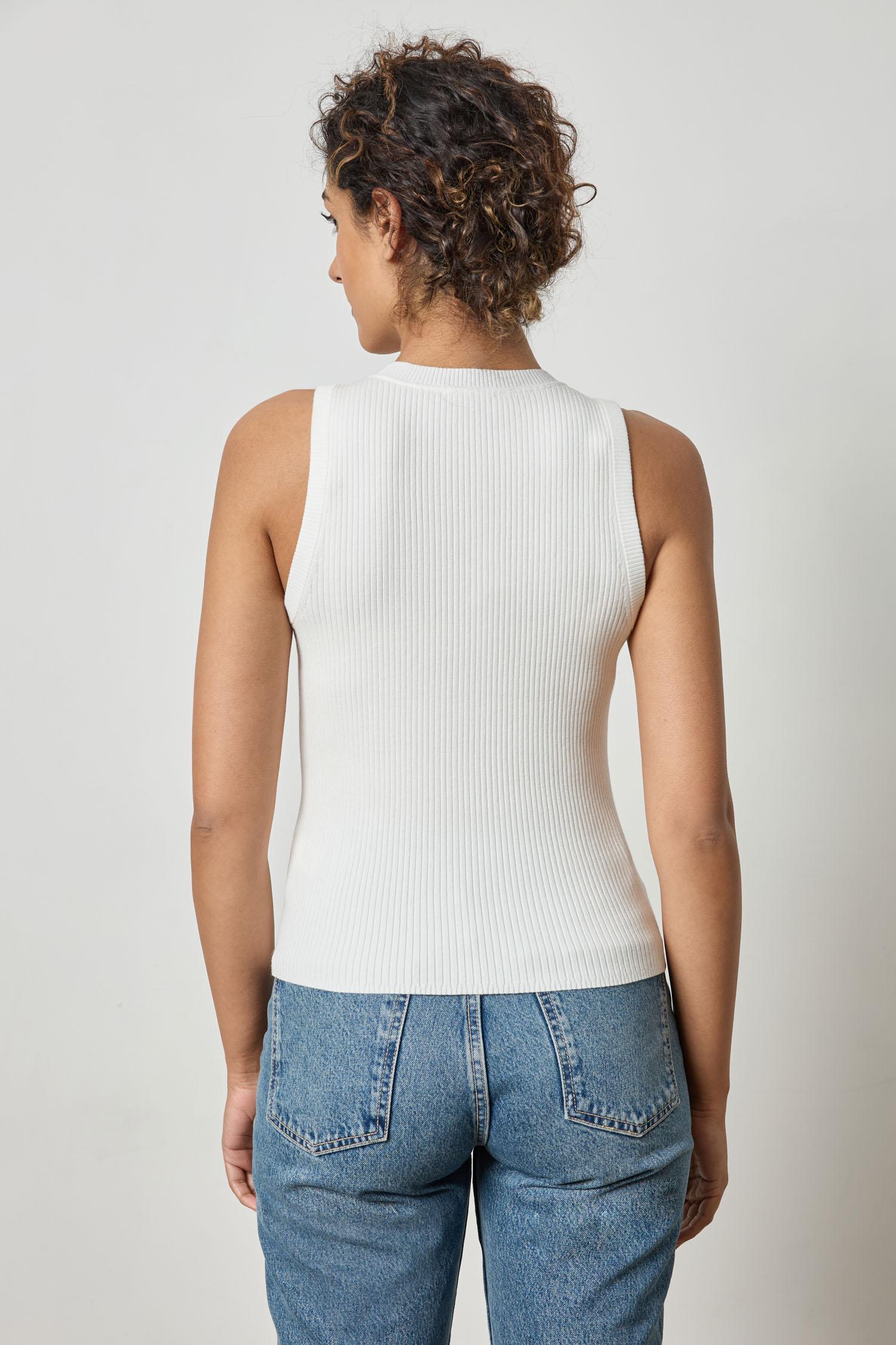 Perfect Rib Tank Sweater Womens Sweater White A3