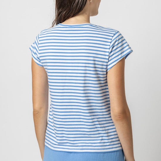 Striped Scoop Neck Womens Top Marina Stripe A2