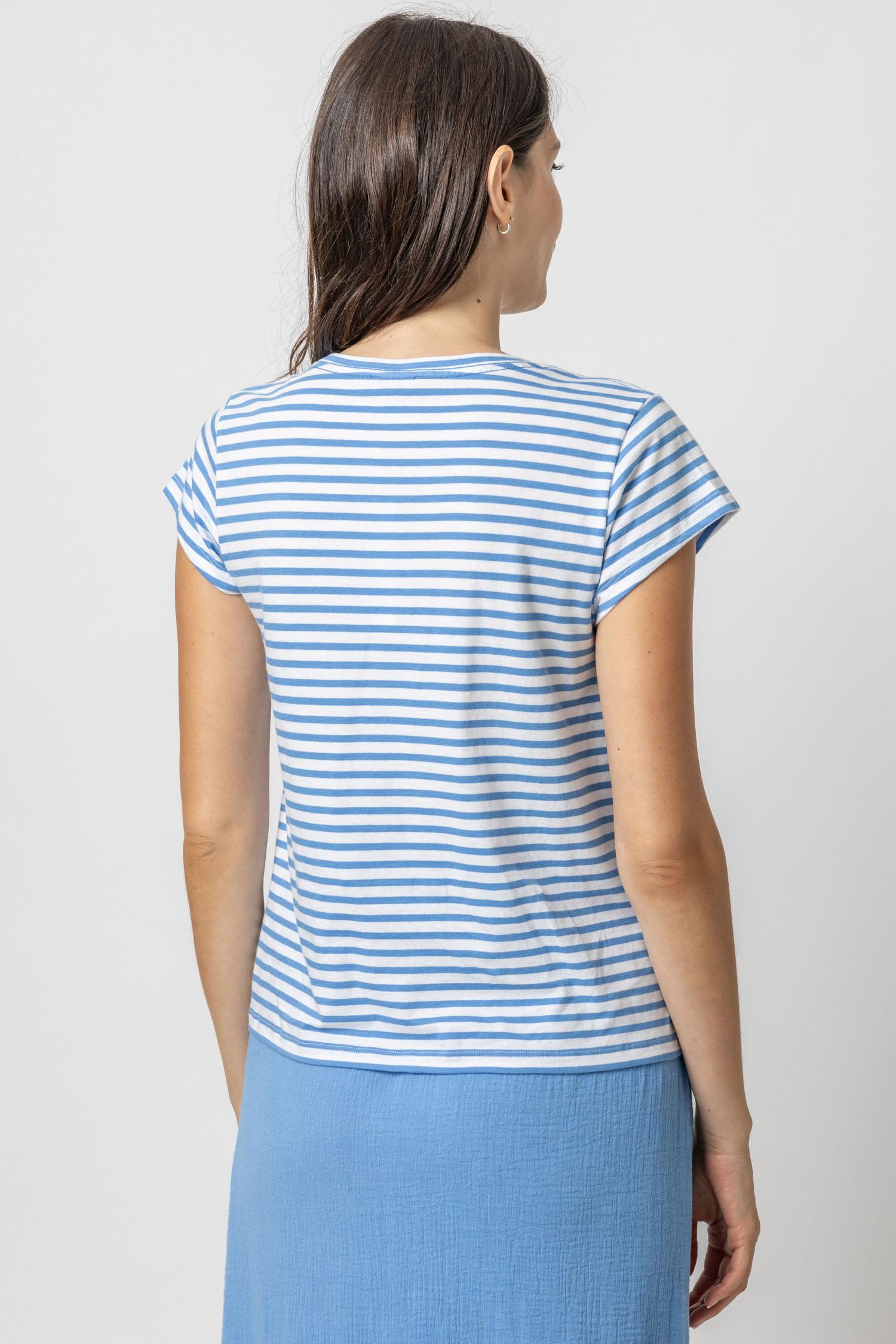 Striped Scoop Neck Womens Top Marina Stripe A2