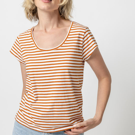 Striped Scoop Neck Womens Top Sienna Stripe A1