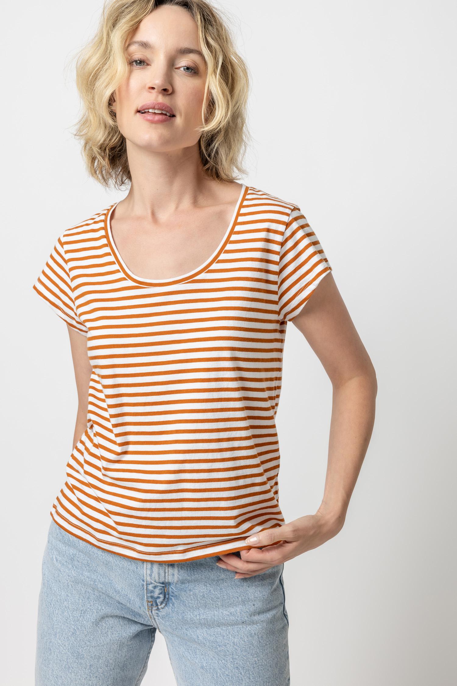 Striped Scoop Neck Womens Top Sienna Stripe A1