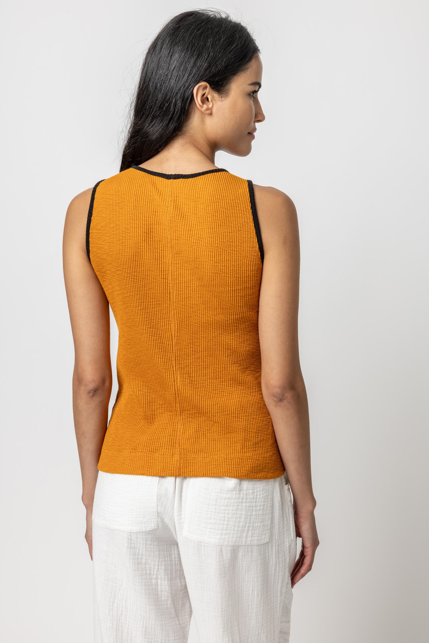 Contrast Binding Crewneck Tank Womens Top Curry A2