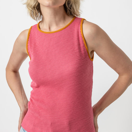 Contrast Binding Crewneck Tank Womens Top Rosebud A2