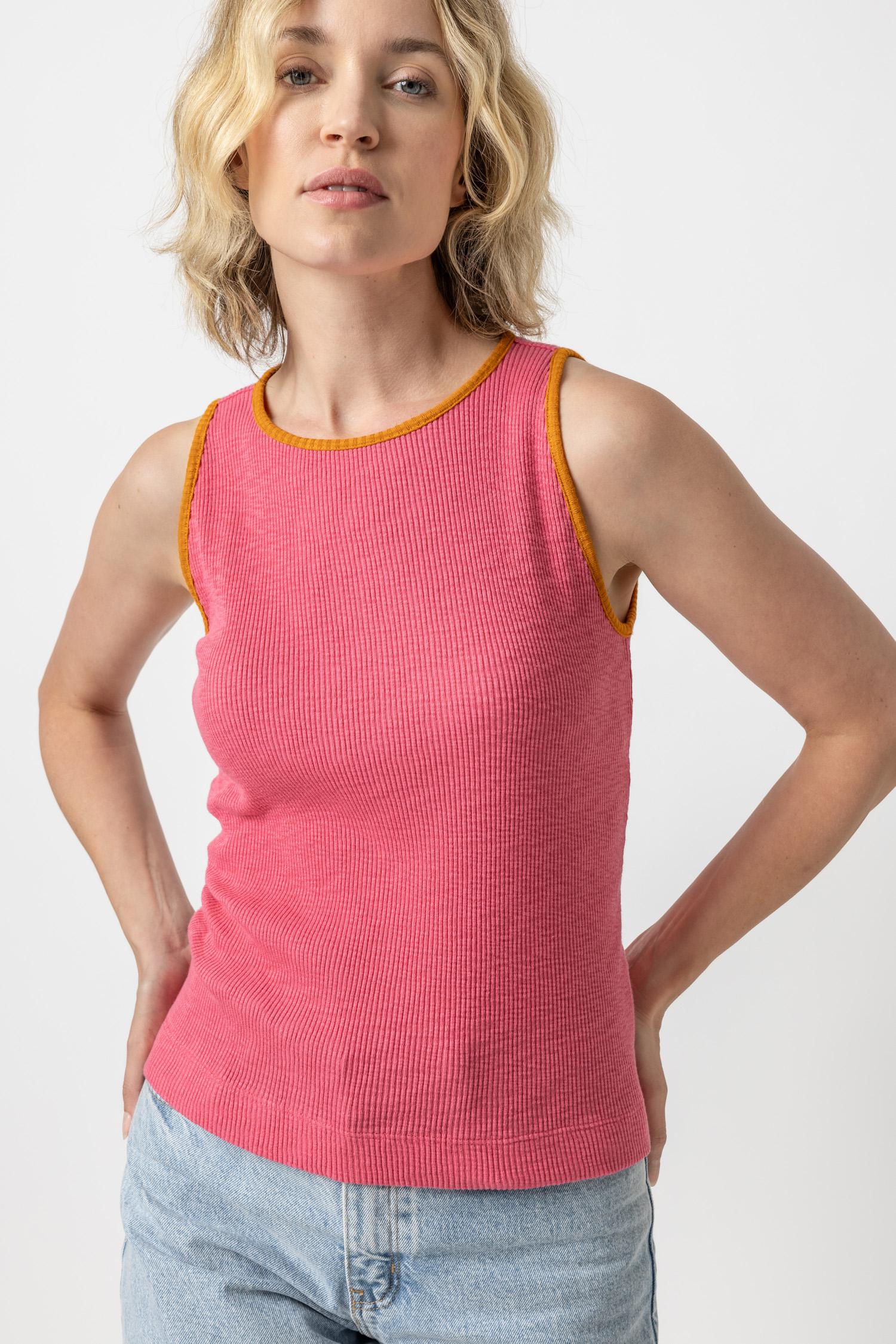 Contrast Binding Crewneck Tank Womens Top Rosebud A2