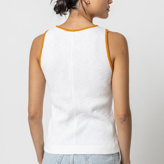 Contrast Binding Crewneck Tank Womens Top White A2