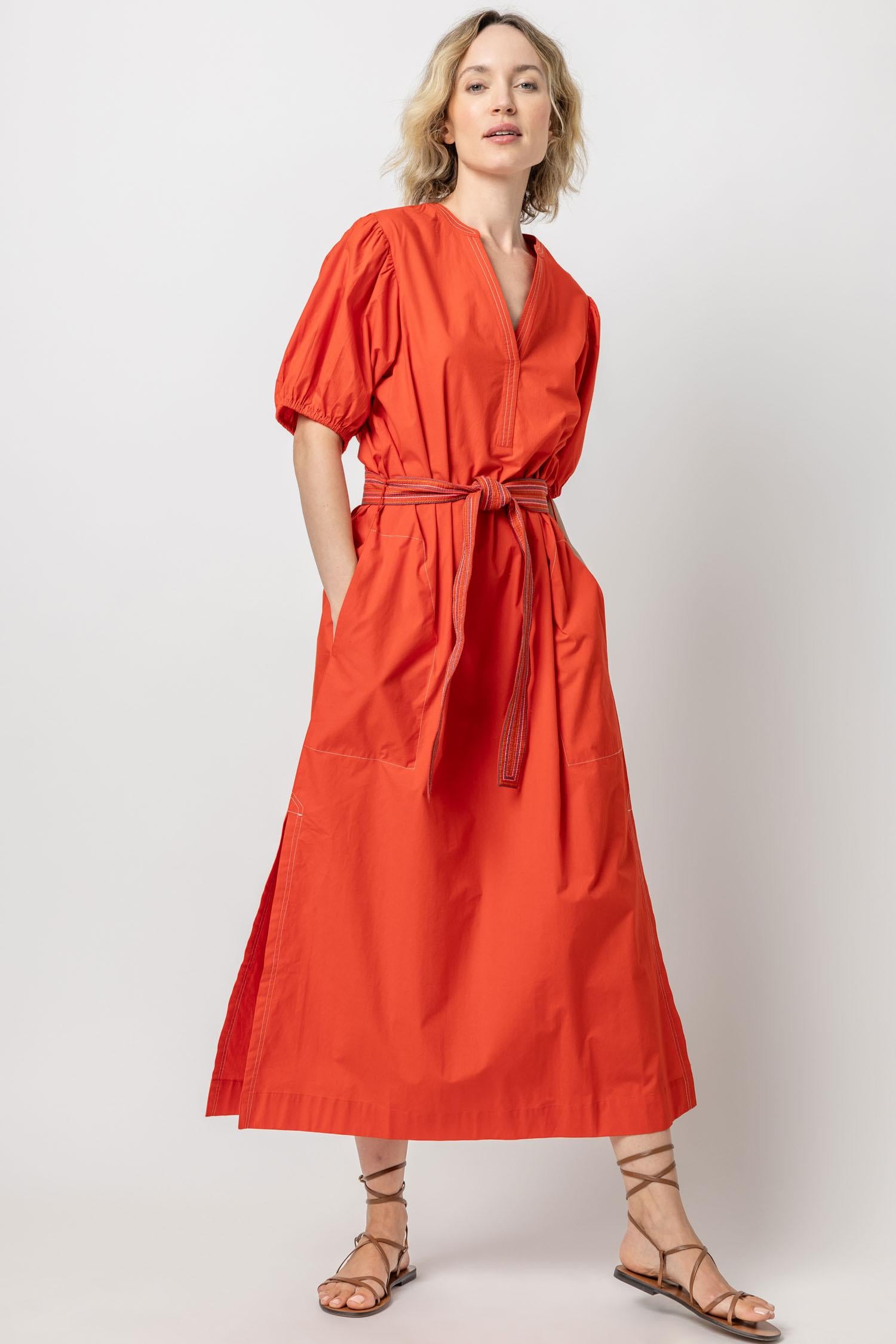 Split Neck Full Sleeve Maxi Dress Lilla P