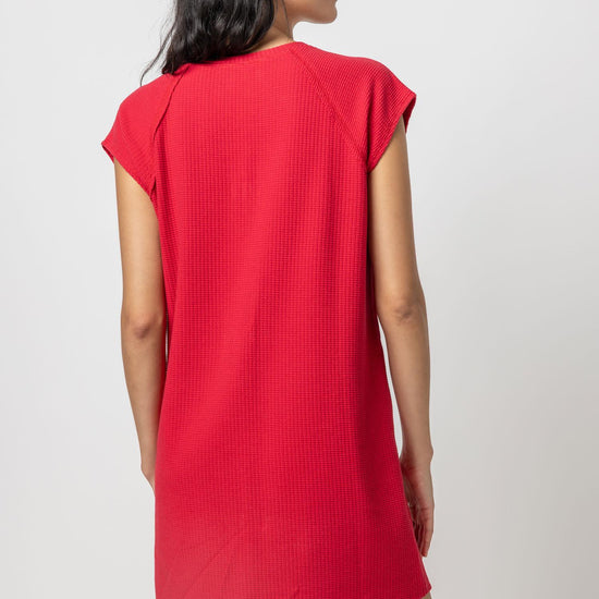 V-Neck Raglan Dress Womens Dress Cerise A2