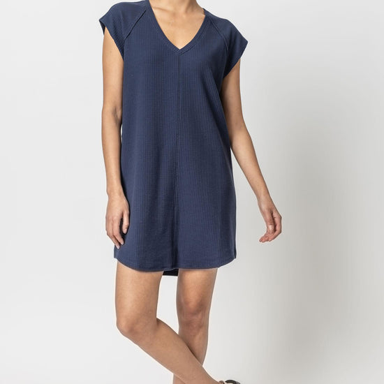 V-Neck Raglan Dress Womens Dress Navy A1