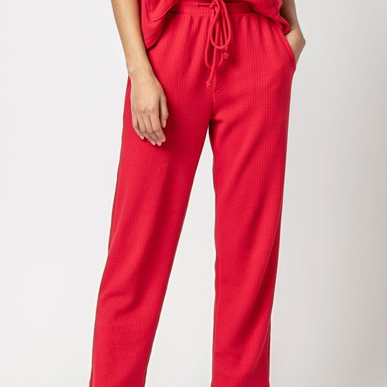 Straight Leg Waffle Pant Womens Pant Cerise A1