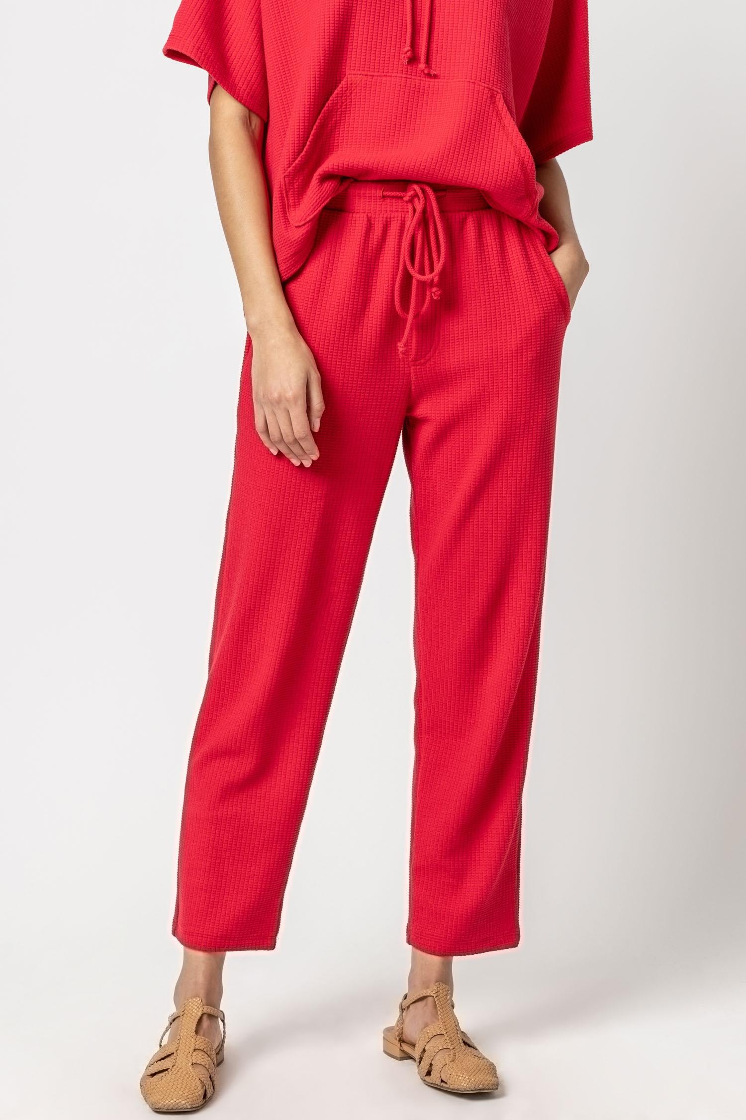 Straight Leg Waffle Pant Womens Pant Cerise A1