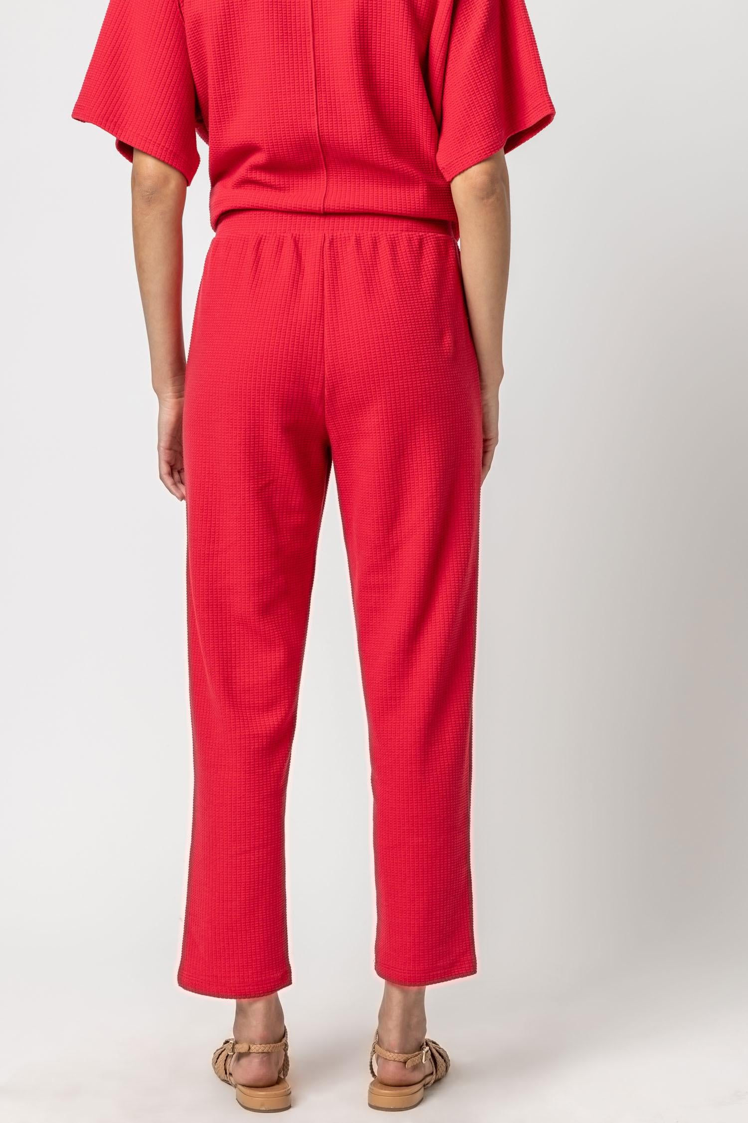 Straight Leg Waffle Pant Womens Pant Cerise A2