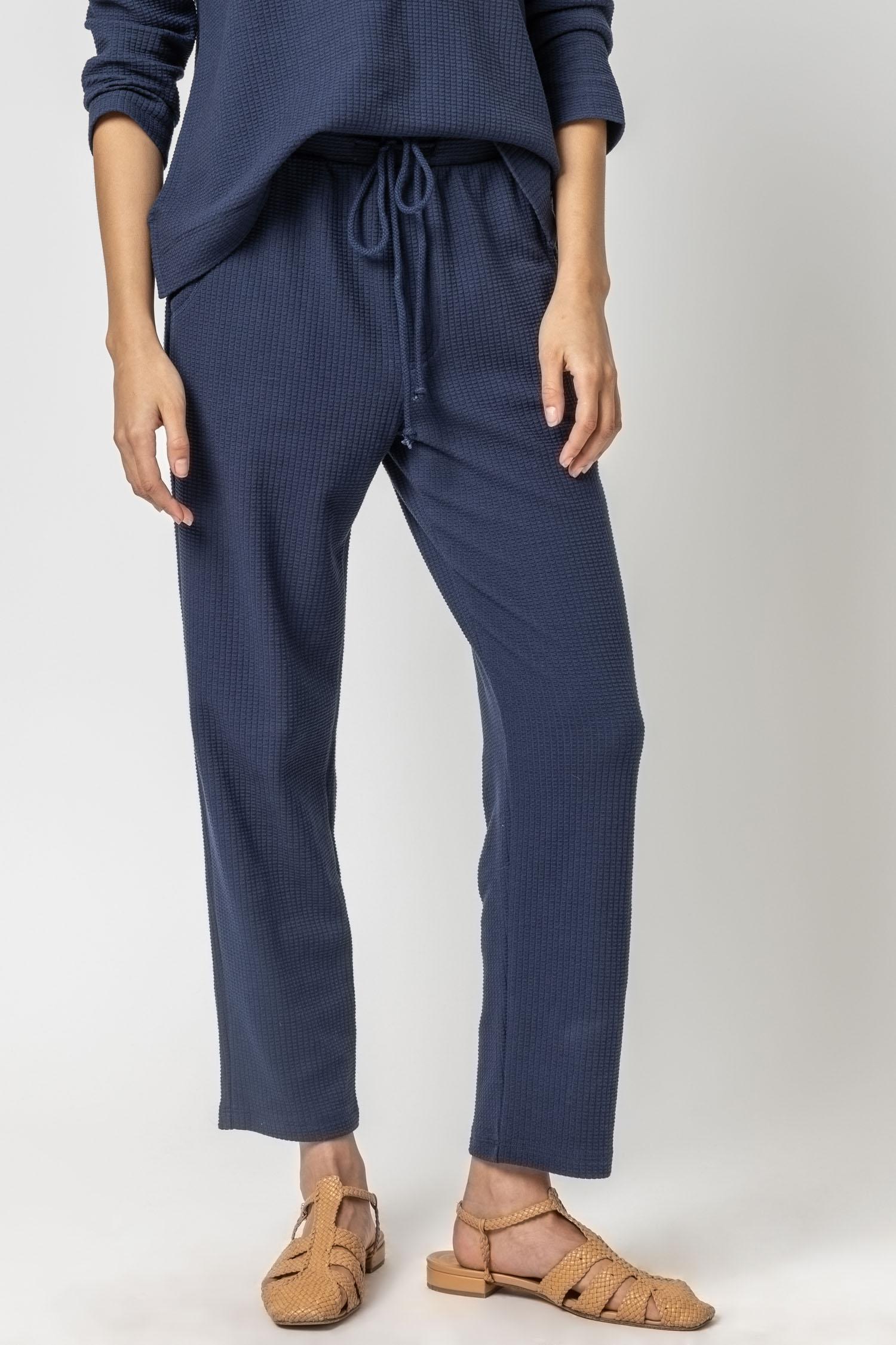 Straight Leg Waffle Pant Womens Pant Navy A1