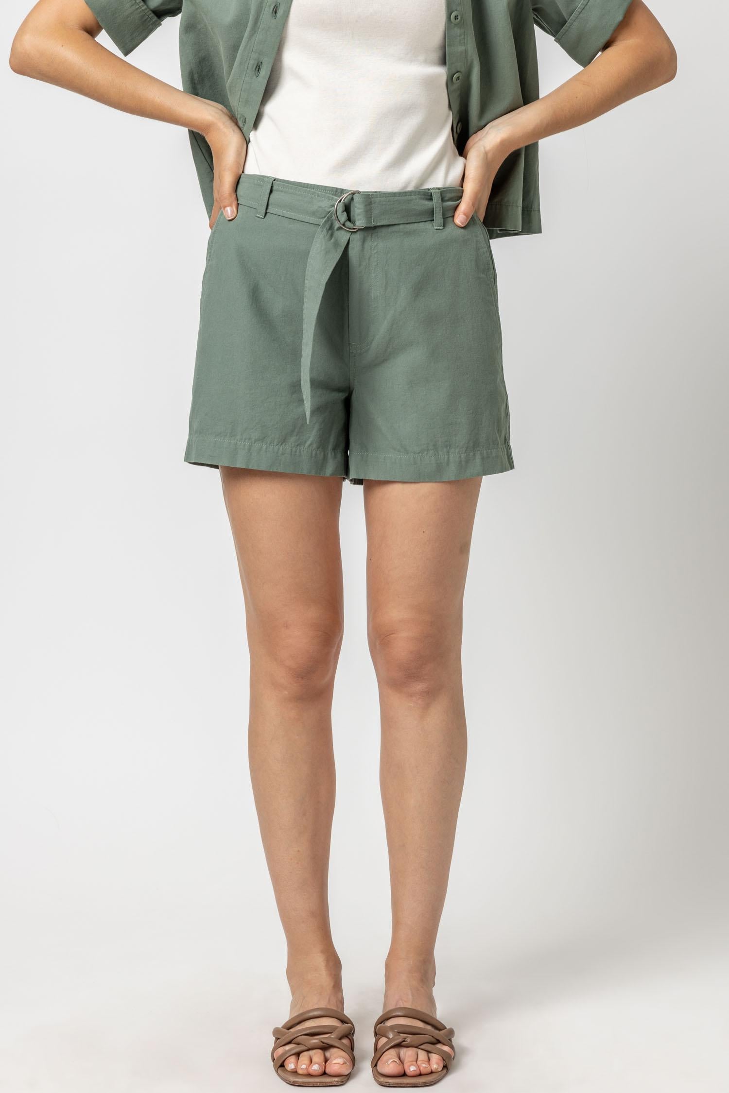 Belted Canvas Shorts Womens Short Seagrass A1