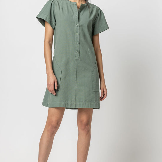 Half-Placket Canvas Dress Womens Dress Seagrass A2