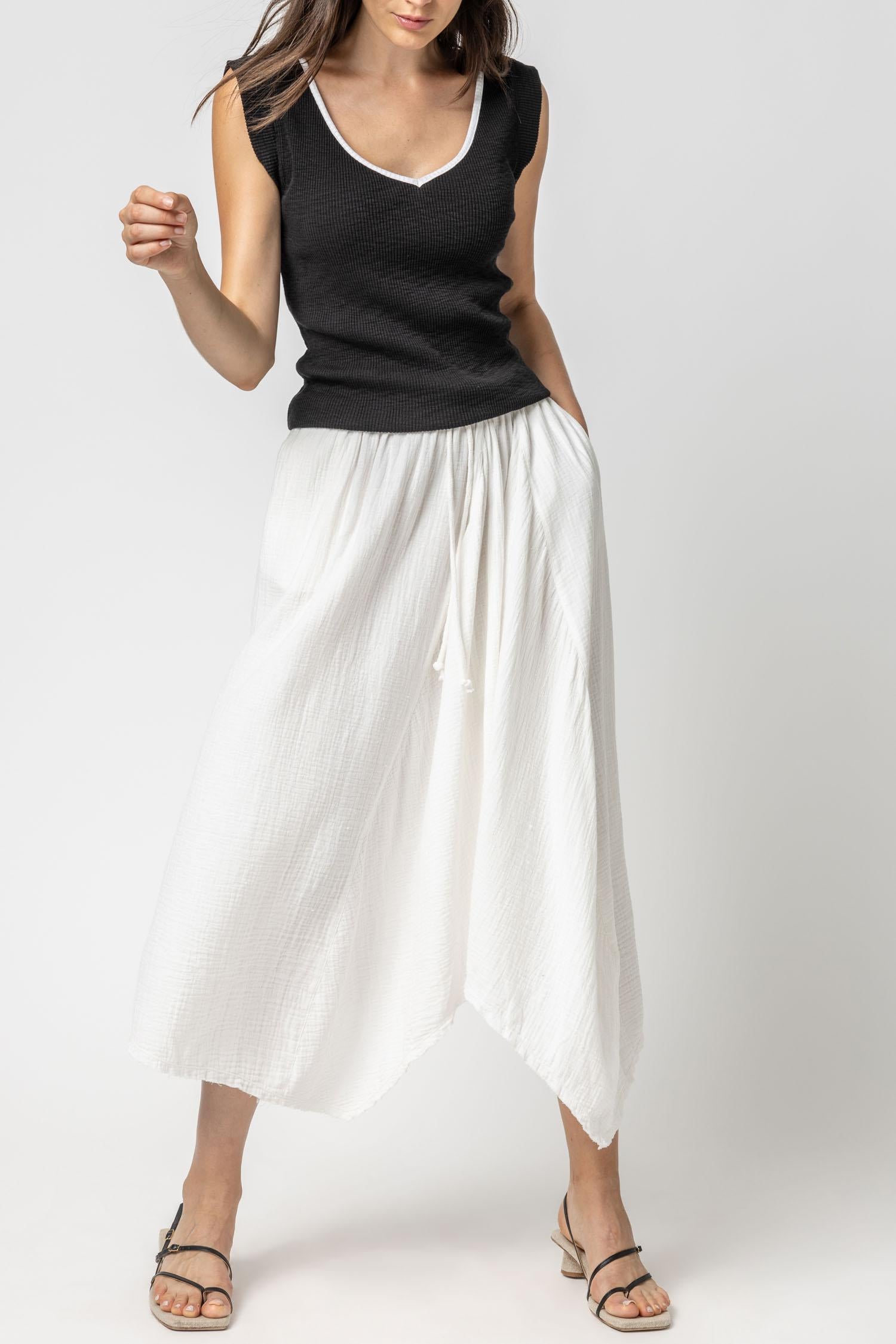 Gauze Waterfall Skirt Womens Skirt White A1