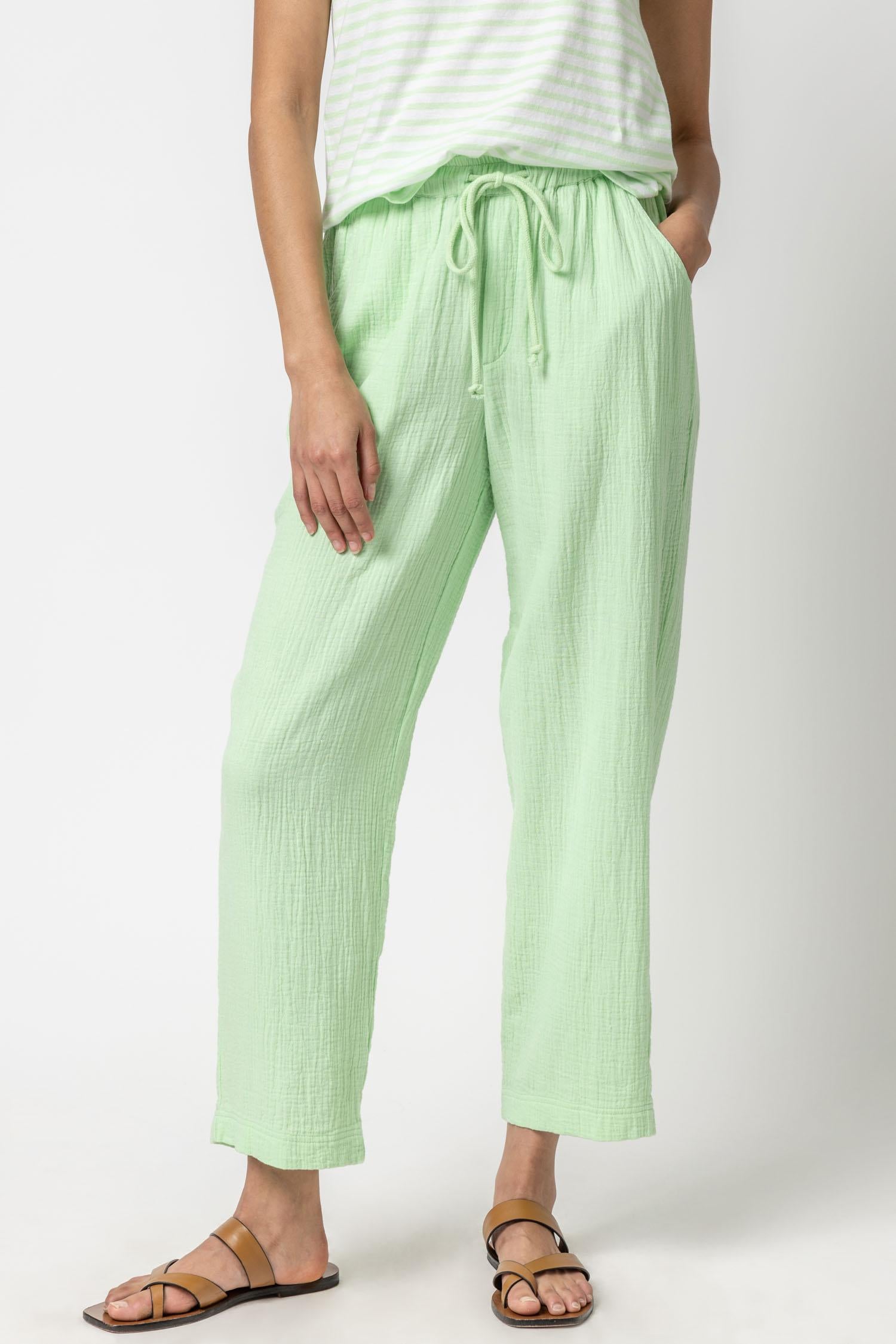 Straight Leg Gauze Pant Womens Pant Honeydew A1