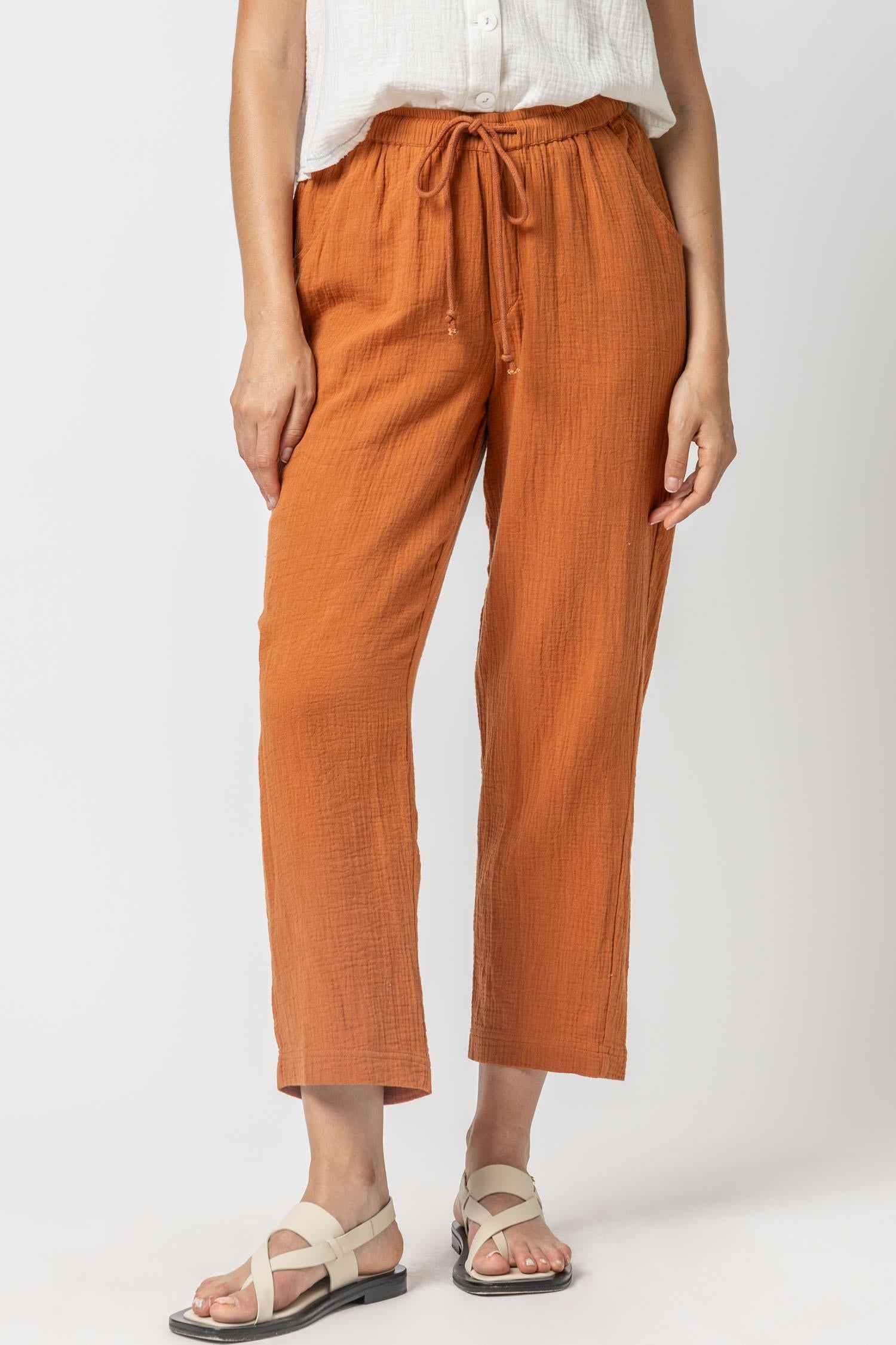 Straight Leg Gauze Pant Womens Pant Sienna A1