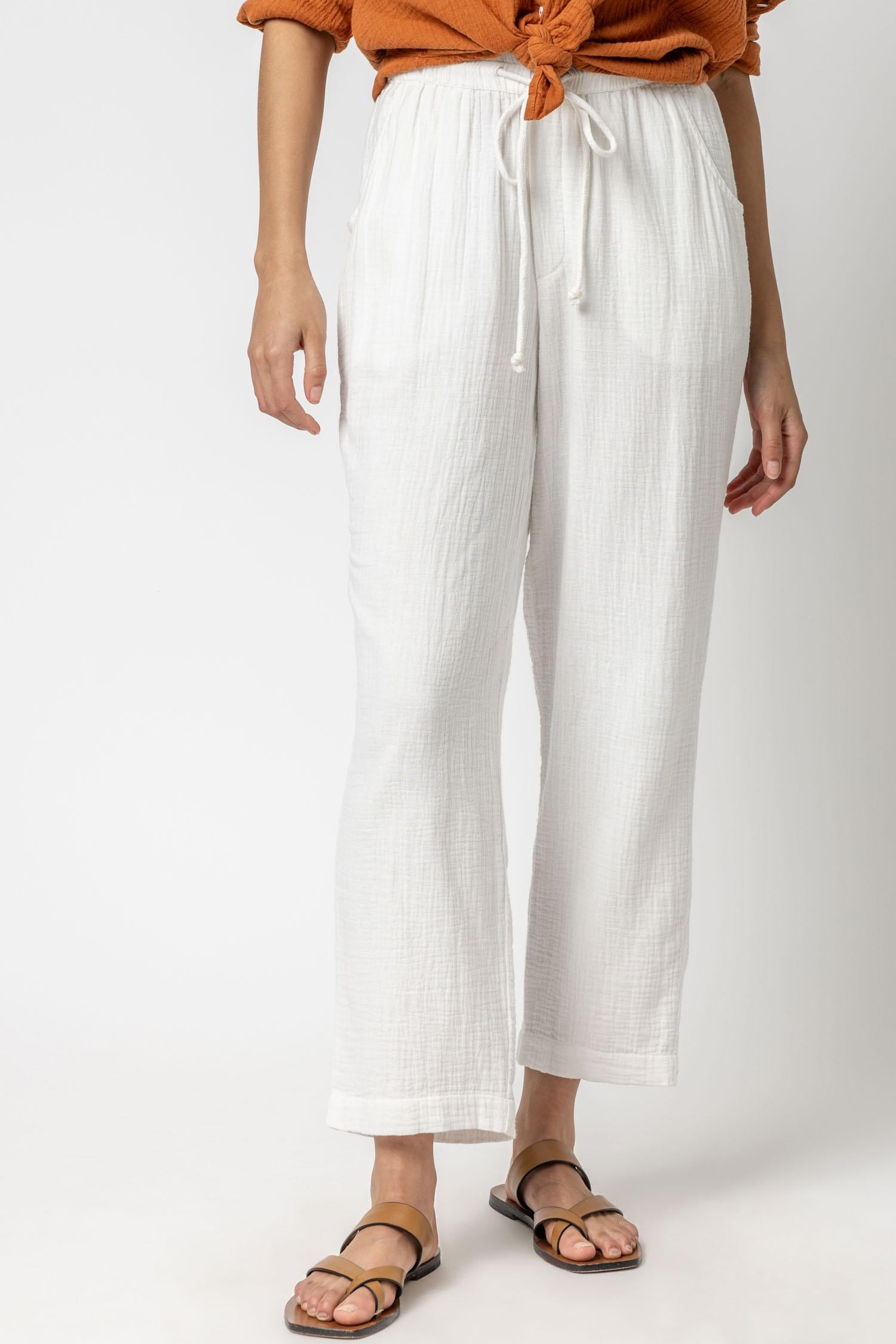 Straight Leg Gauze Pant Womens Pant White A1