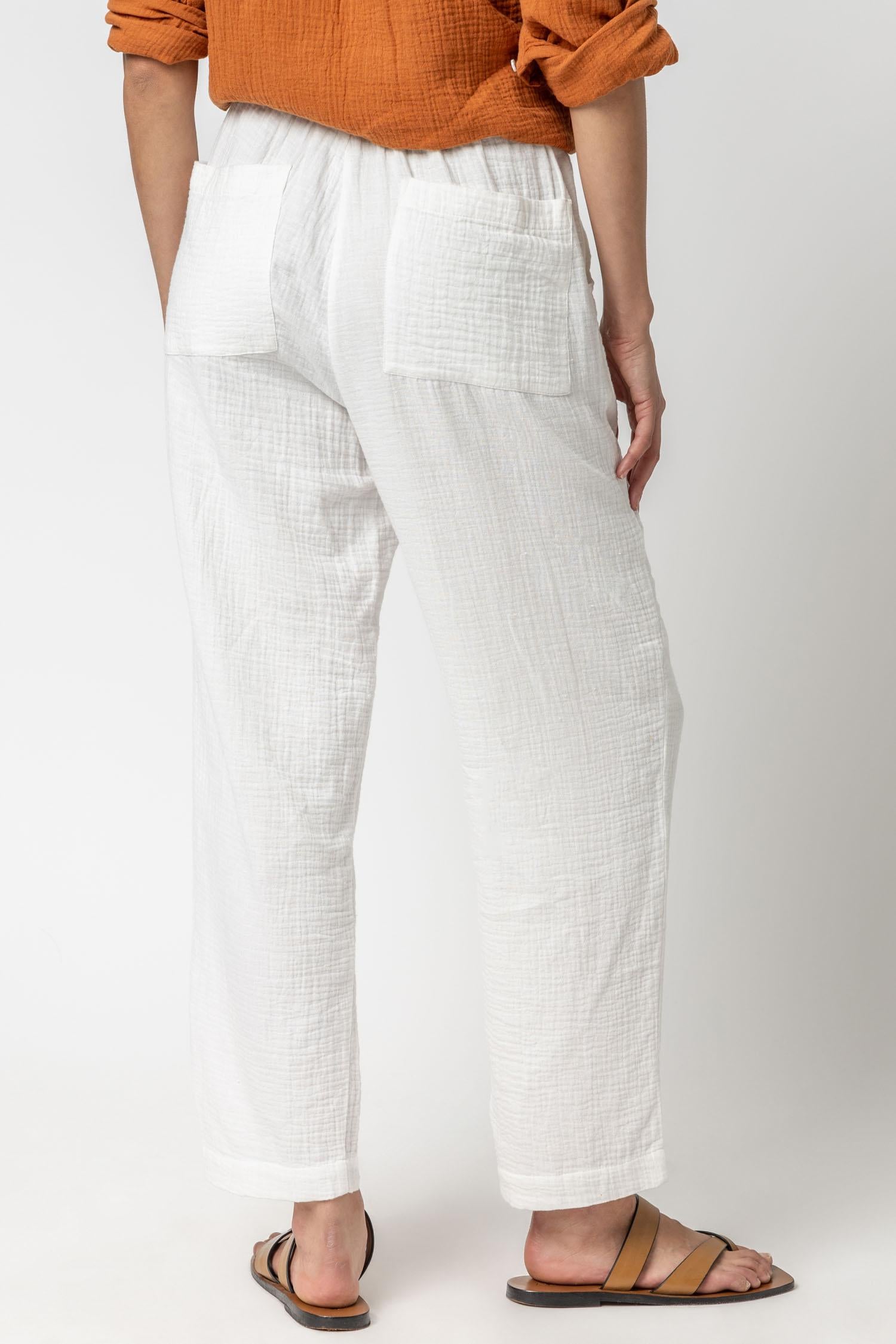 Straight Leg Gauze Pant Womens Pant White A2