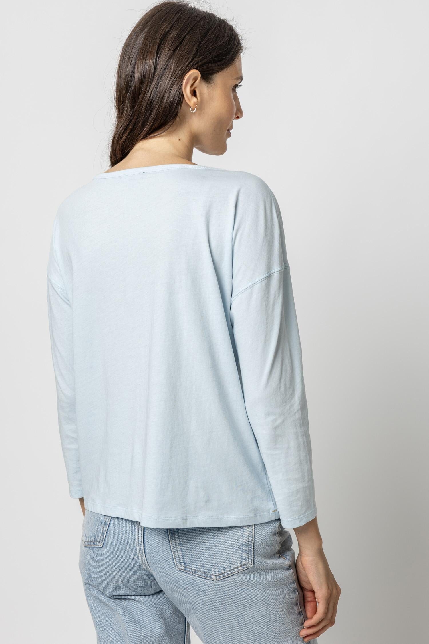 Relaxed Henley Womens Top Crystal A2