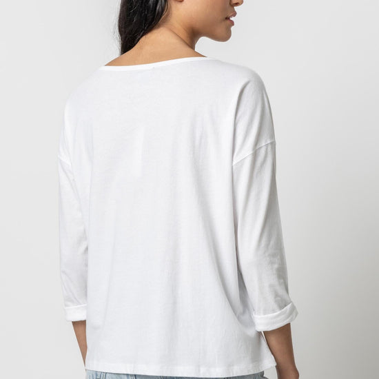 Relaxed Henley Womens Top White A2