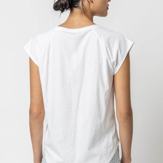 Short Sleeve V-Neck Raglan Womens Top White A2