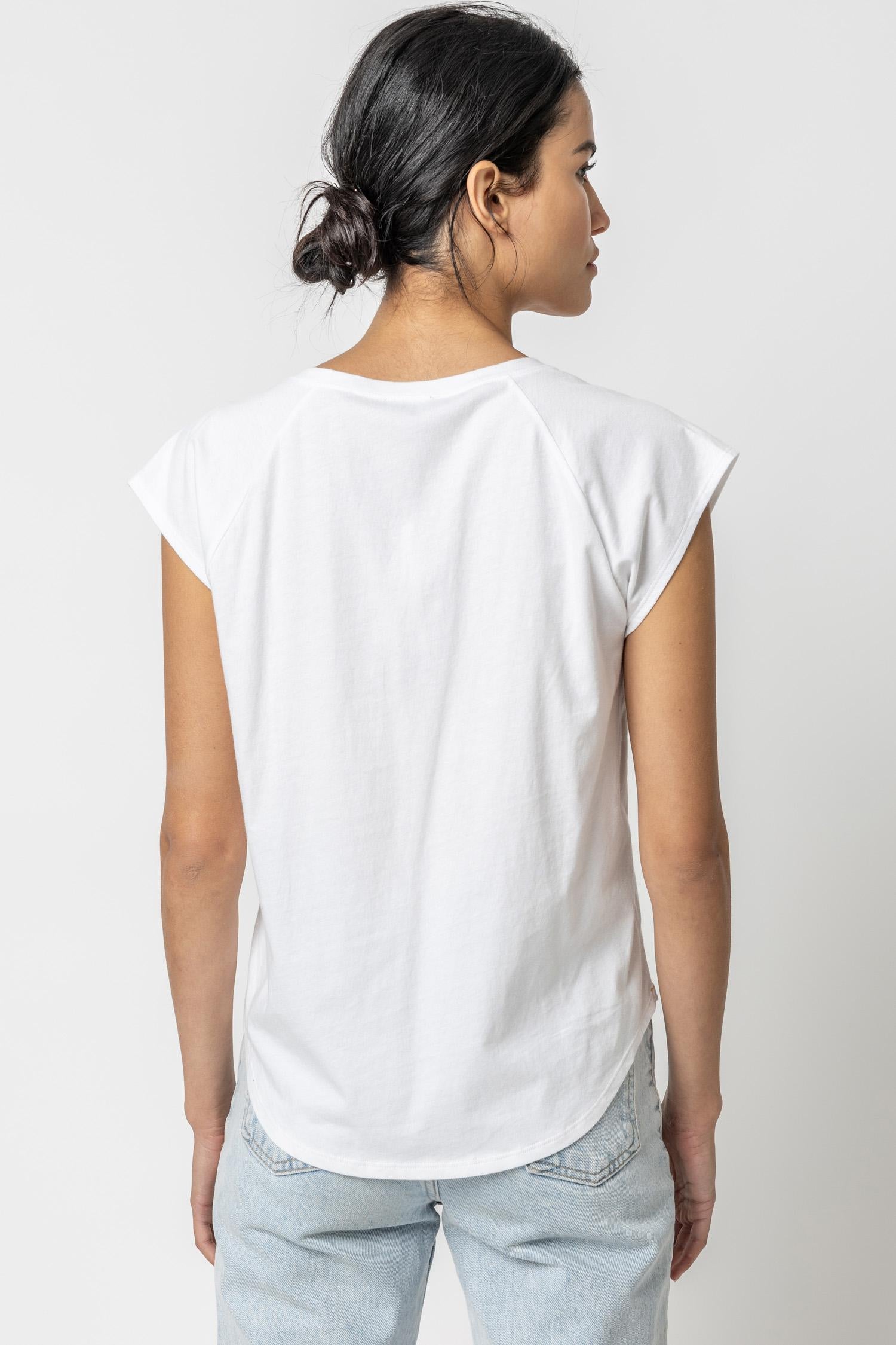 Short Sleeve V-Neck Raglan Womens Top White A2