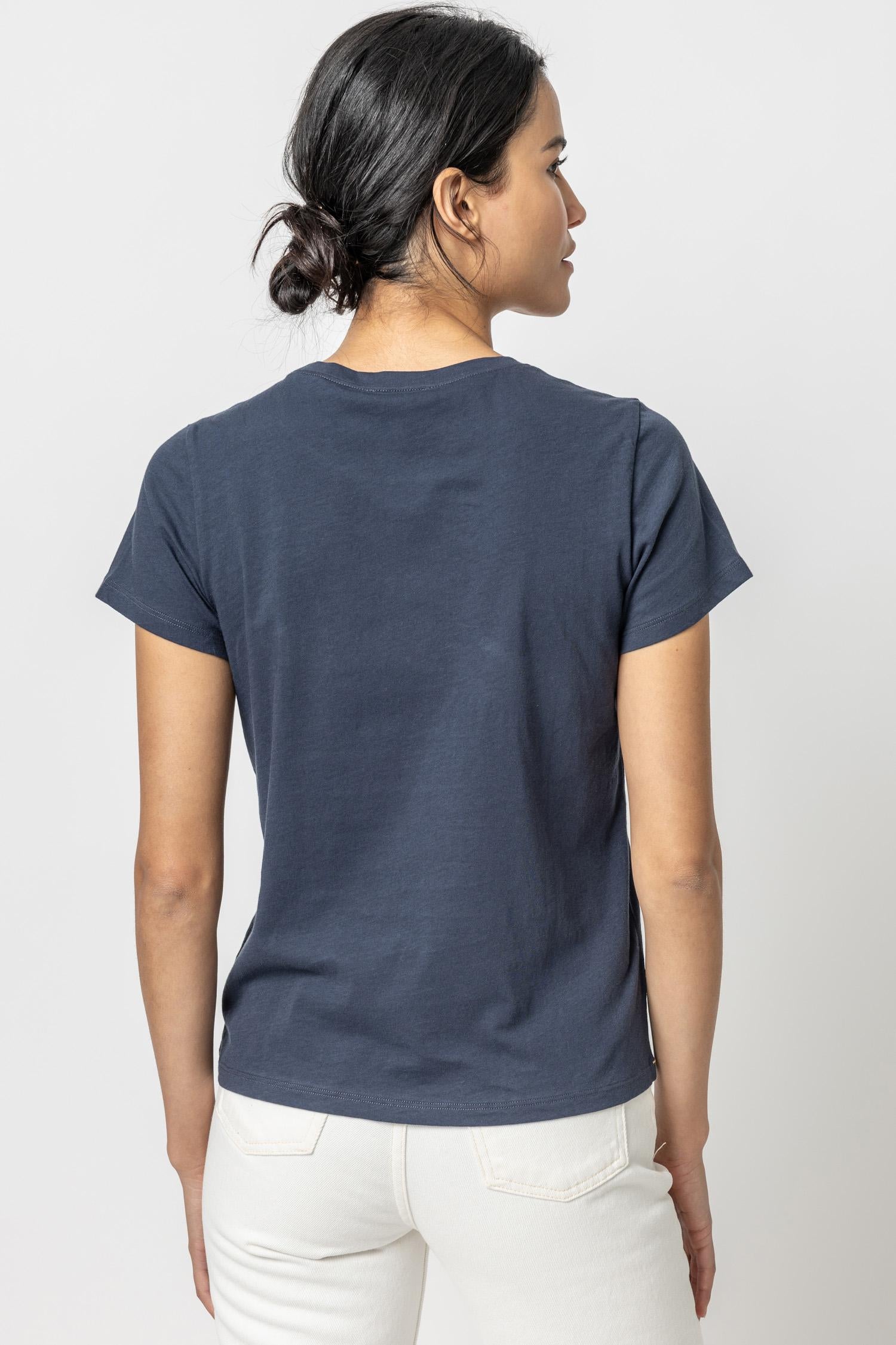 Short Sleeve Crewneck Womens Top Navy A2