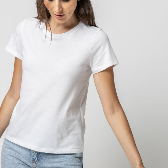 Short Sleeve Crewneck Womens Top White A1