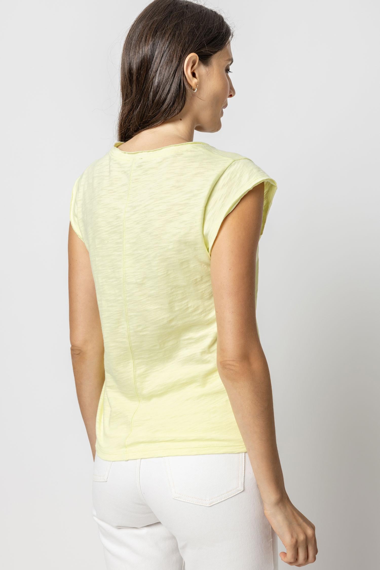 Cap Sleeve V-Neck Womens Top Limelight A2