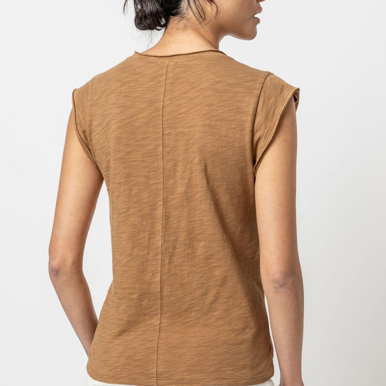 Cap Sleeve V-Neck Womens Top Russet A2