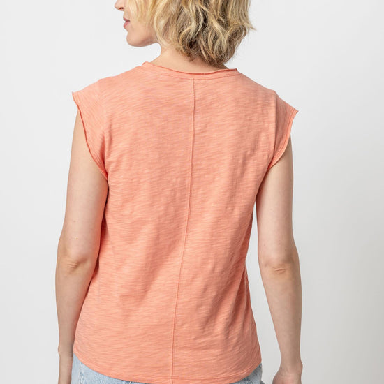 Cap Sleeve V-Neck Womens Top Sunset A2