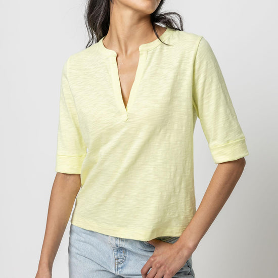 Elbow Sleeve Split Neck Womens Top Limelight A1