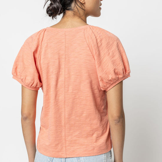 Shirred Sleeve Raglan Tee Womens Top Sunset A2