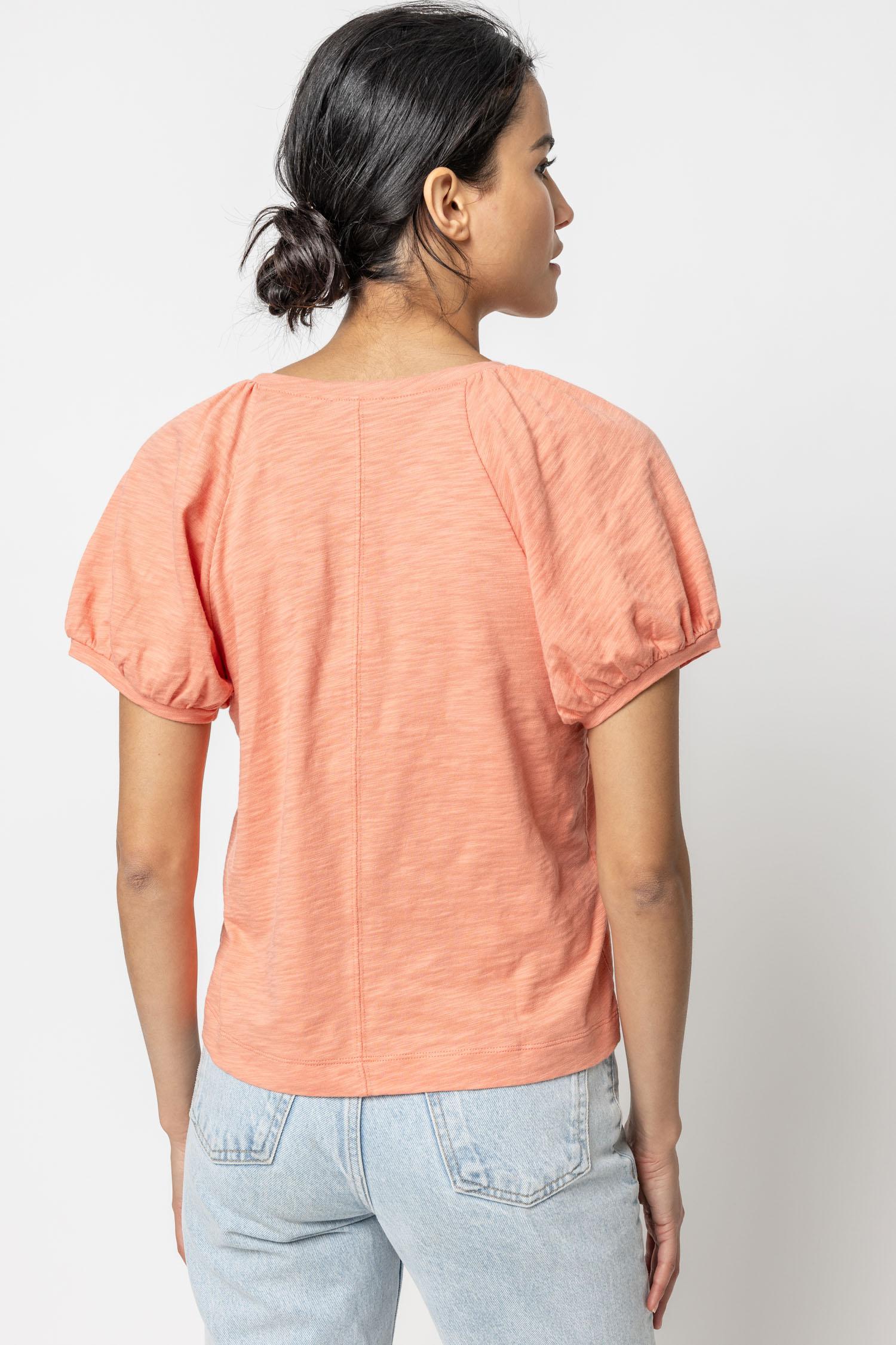 Shirred Sleeve Raglan Tee Womens Top Sunset A2