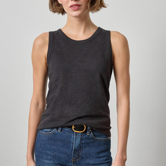 Back Seam Tank Womens Top Black A1