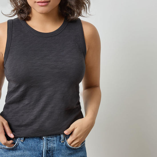 Back Seam Tank in color Black Image A3