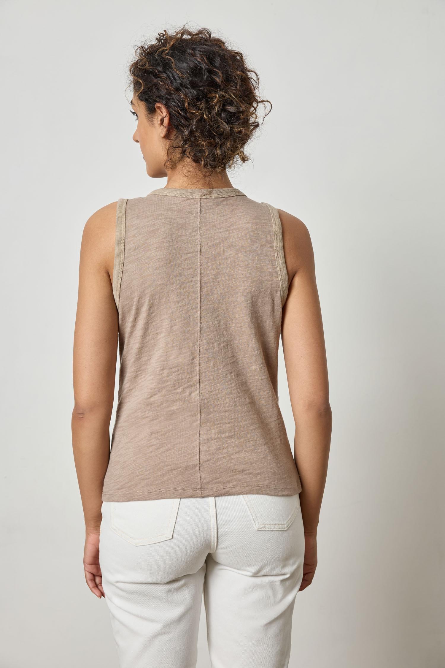 Back Seam Tank Womens Top Driftwood A2