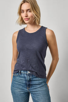 Back Seam Tank Womens Top Navy A1