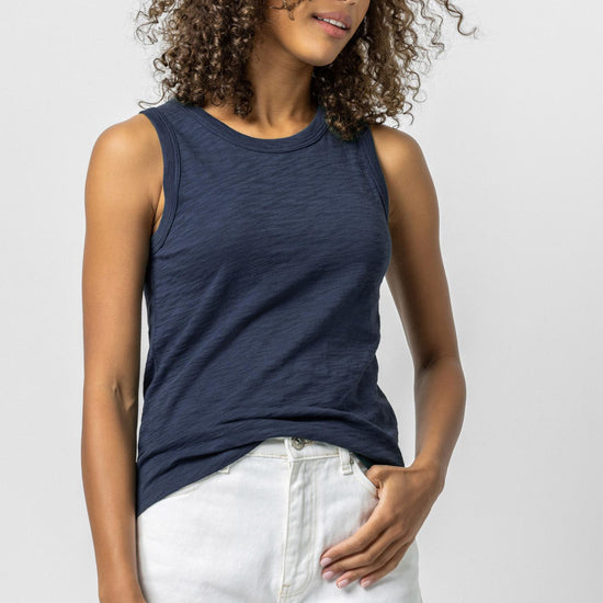 Back Seam Tank Womens Top Navy A1