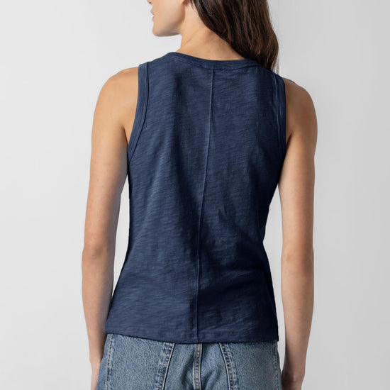 Back Seam Tank Womens Top Navy A2