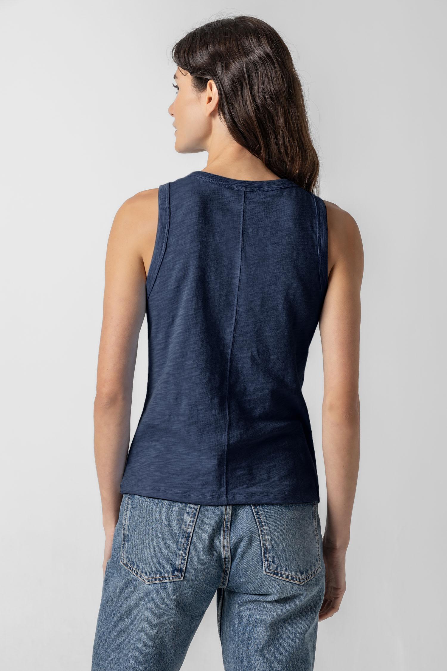 Back Seam Tank Womens Top Navy A2