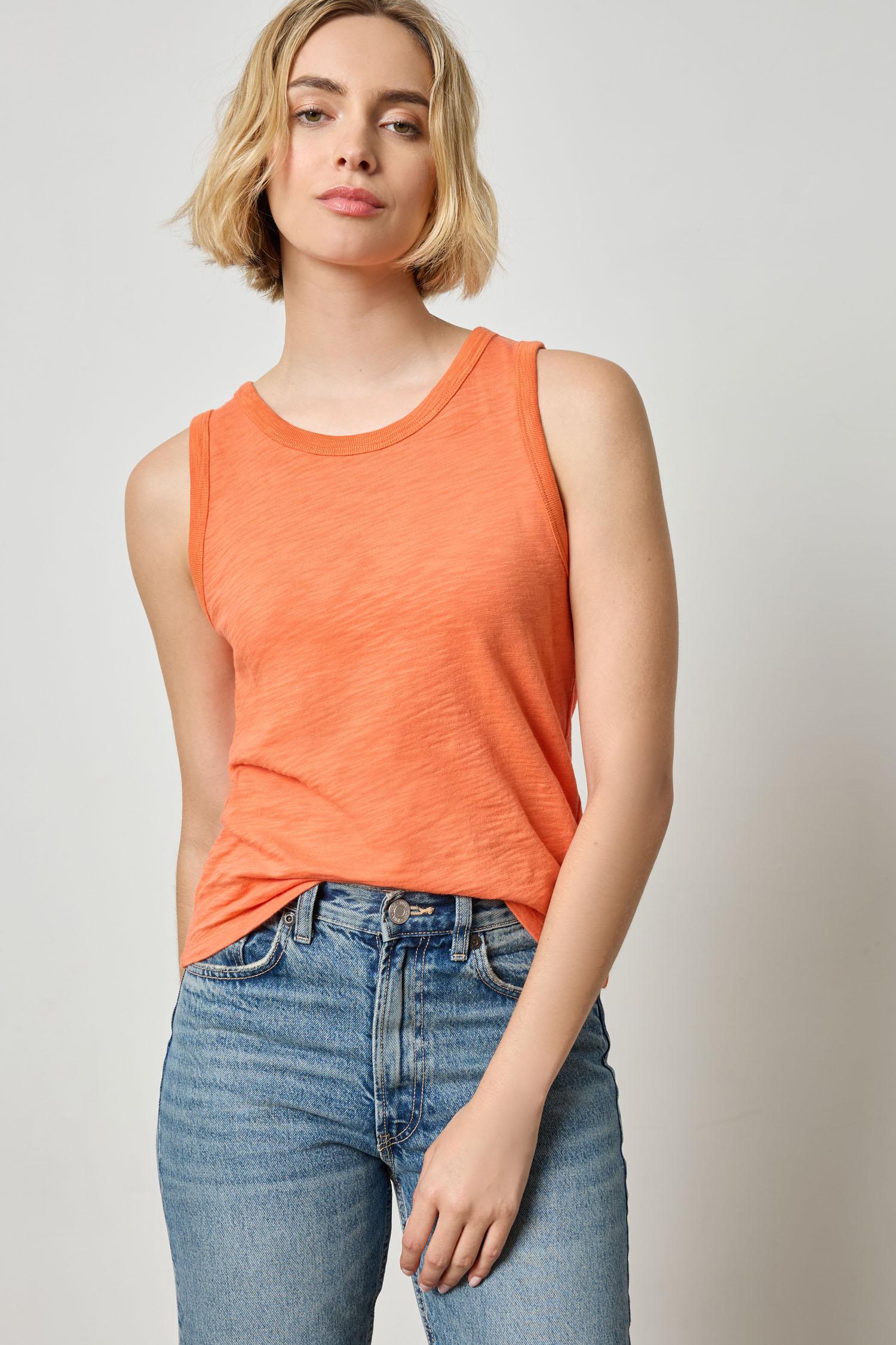 Back Seam Tank Womens Top Tangerine A1