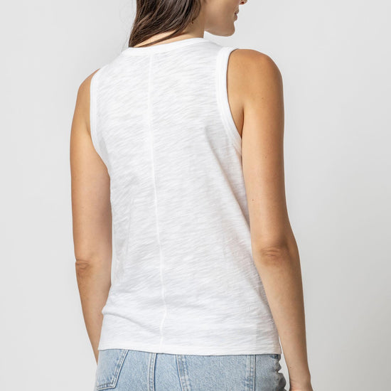 Back Seam Tank Womens Top White A3