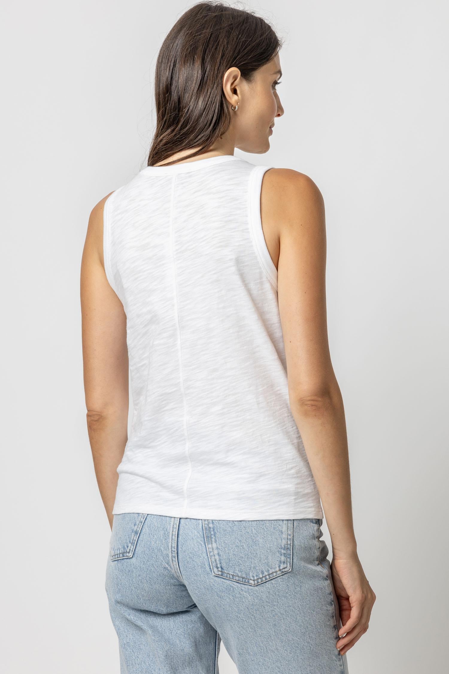 Back Seam Tank Womens Top White A3