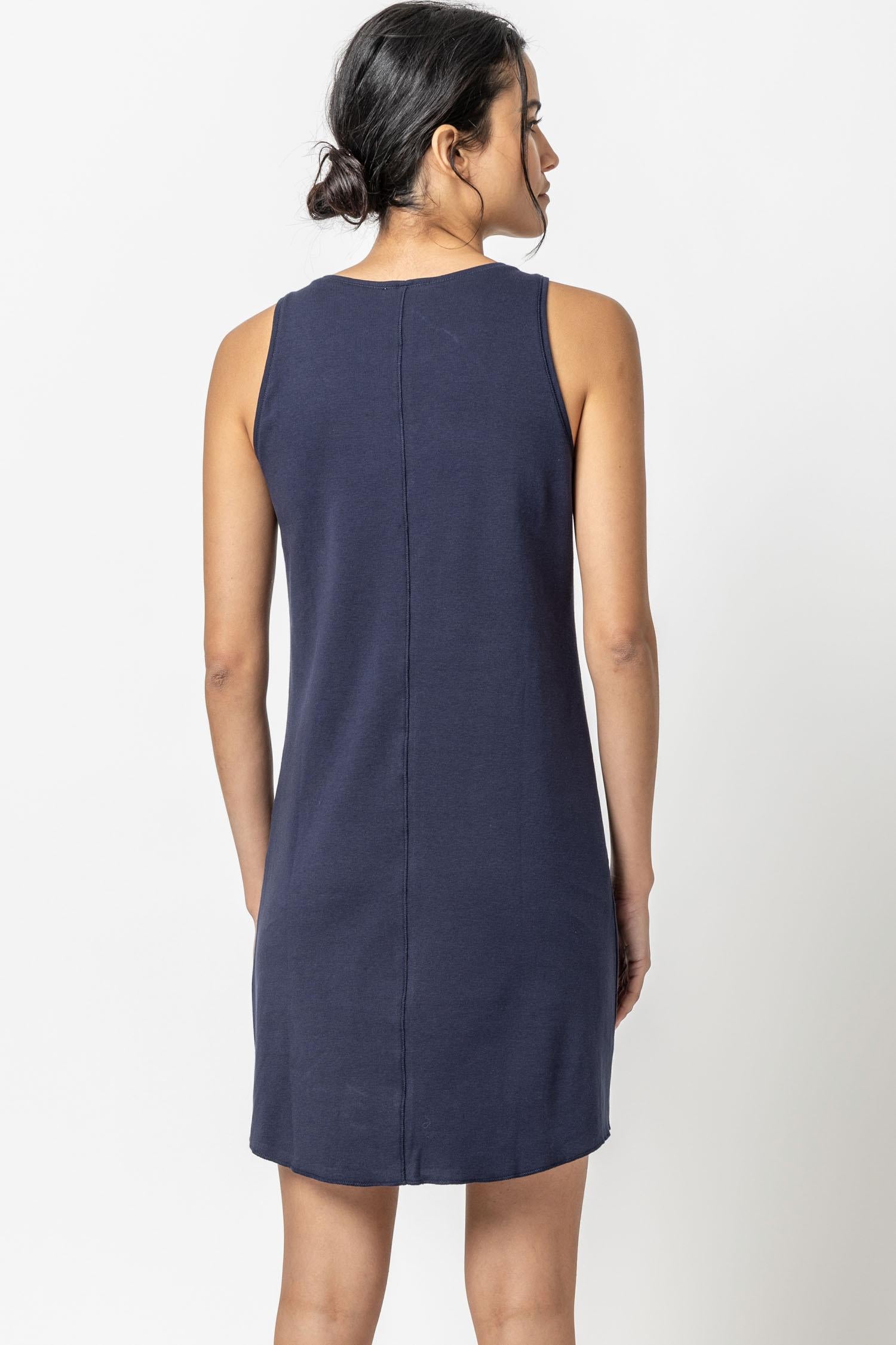 High Neck Dress Womens Dress Dark Navy A2